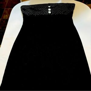 Taboo Black Dress With Polka Dot Bodice. Cocktail/Party Dress with Ultra Chic M